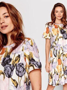 Max Mara Weekend Ondina Floral Cotton Mini Dress Small Tulip Spring Easter